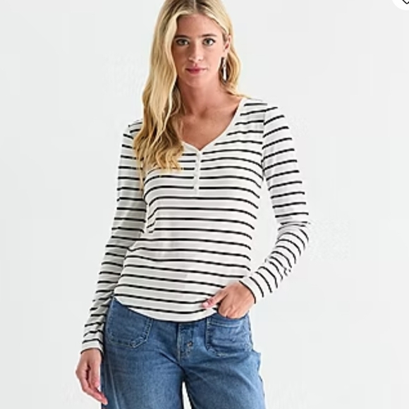 Tops - Women's Black and White Striped Top